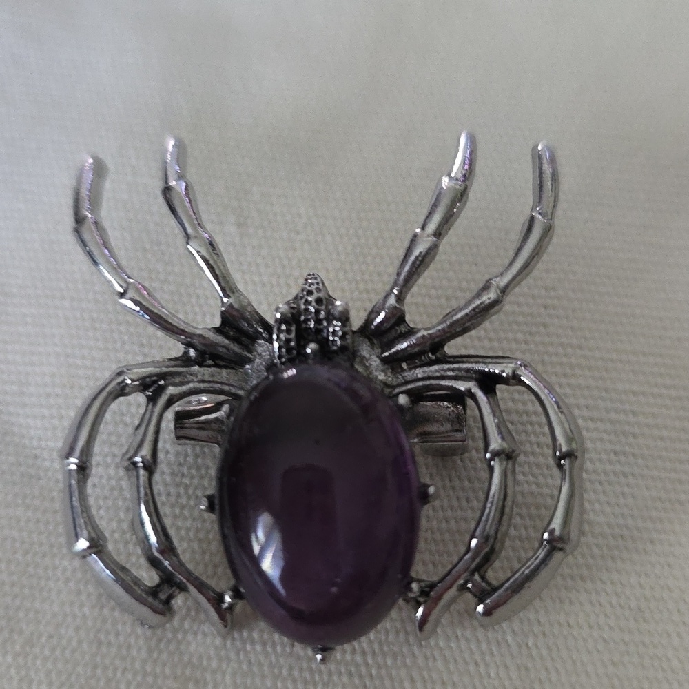 Genuine  AMETHYST Spider Necklace Brooch combo Can be either Brooch  Necklace